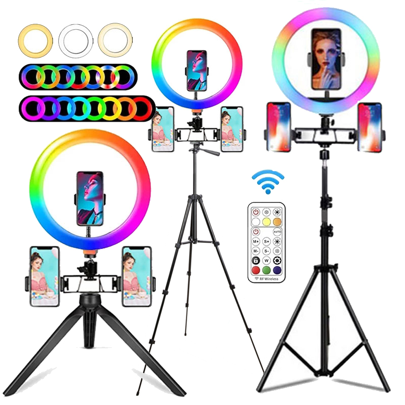 Photography Lighting With Umbrella - ضوء حلقي RGB مقاس 10 بوصات