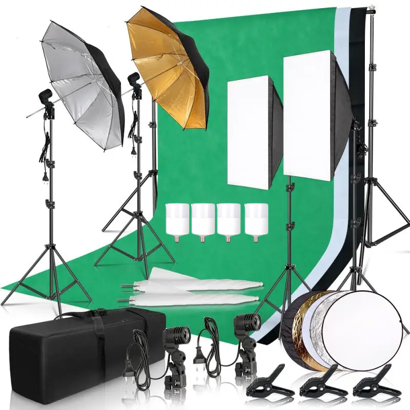Photography Lighting Kit With Backdrop - طقم إضاءة التصوير الفوتوغرافي مظلة صورة