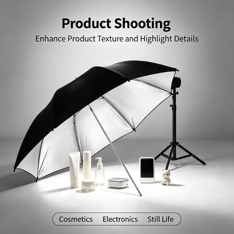 مظلة عاكسة سوداء متينة مقاس 33 - مراجعة Photography Lighting With Umbrella وسعره