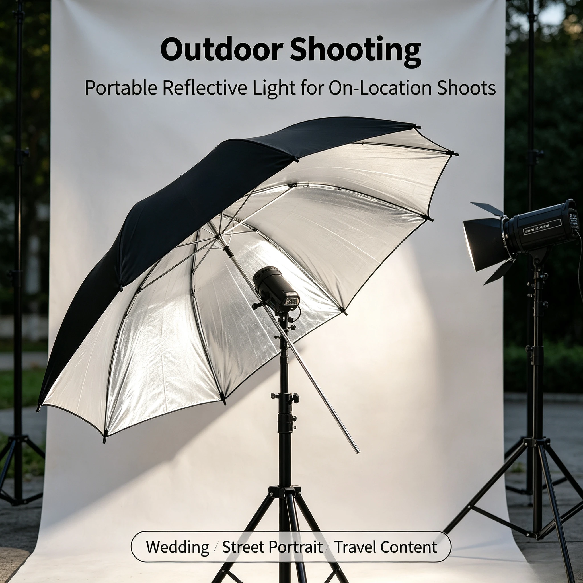 مظلة عاكسة سوداء متينة مقاس 33 - مراجعة Photography Lighting With Umbrella وسعره
