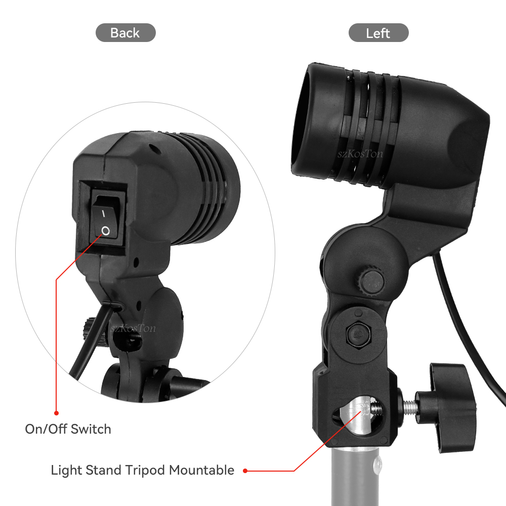 حامل لمبة برأس واحد E27 مقبس ف - مراجعة Photography Lighting With Umbrella وسعره
