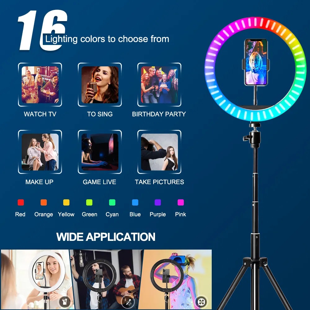 ضوء حلقي RGB مقاس 10 بوصات مع  - مراجعة Photography Lighting With Umbrella وسعره