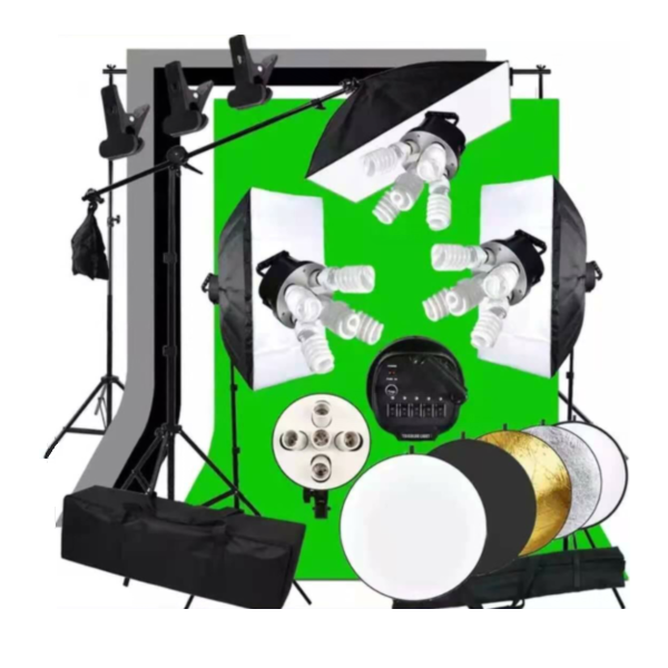 طقم تصوير احترافي كامل من Gold - مراجعة Photography Lighting Kit With Backdrop وسعره